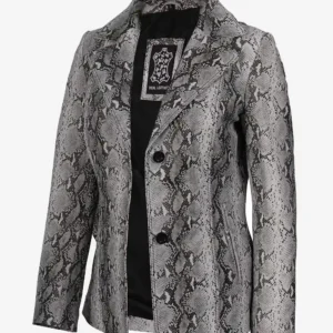 Antonia Snake Pattern Women's Two Button Leather Blazer