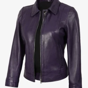 Jose Women's Harrington Leather Jacket Purple