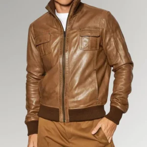 Desert Voyager | Men's Brown Sheepskin Leather Bomber Jacket