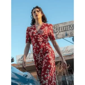 Margaret Qualley Red Floral Dress