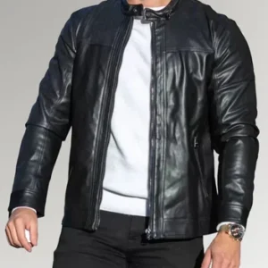 Shadow Rider | Men's Black Cafe Racer Leather Jacket