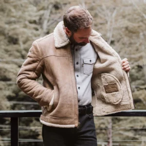 Shearling Leather Bomber Jacket